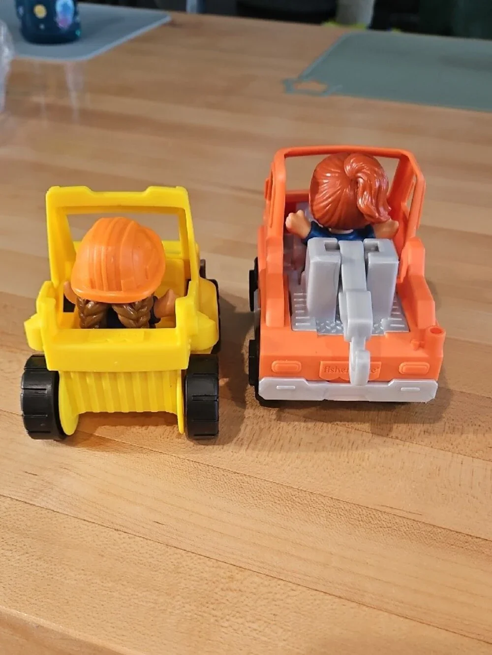 Little People Kids Toy Dump Truck & Loader Set - Orange & Yellow